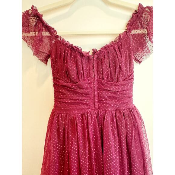 Lulu's Burgundy tulle dress midi length size XS - Picture 13 of 14